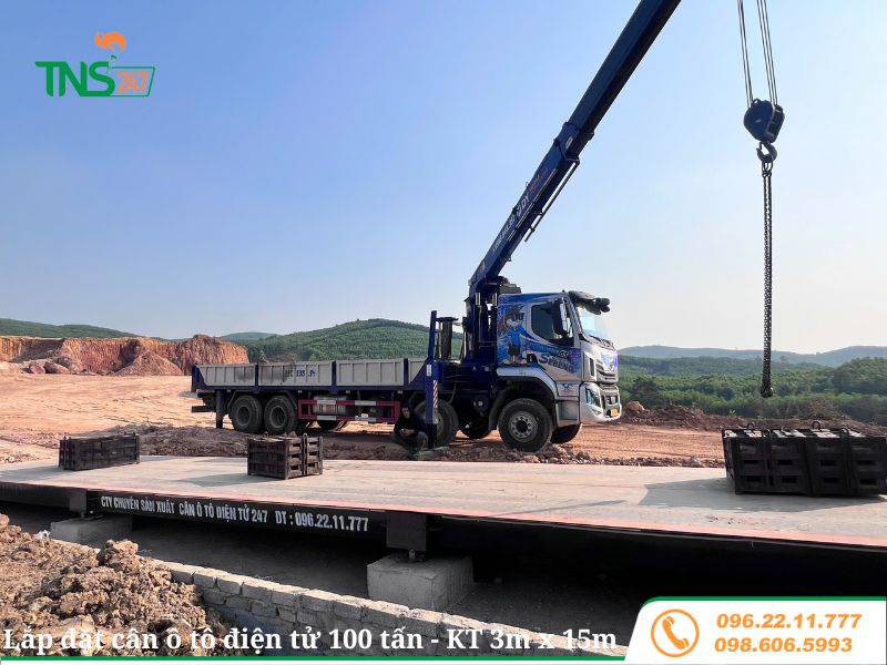 Lắp đặt cân ô tô điện tử 100 tấn tại mỏ đất Thạch Thành Thanh Hoá