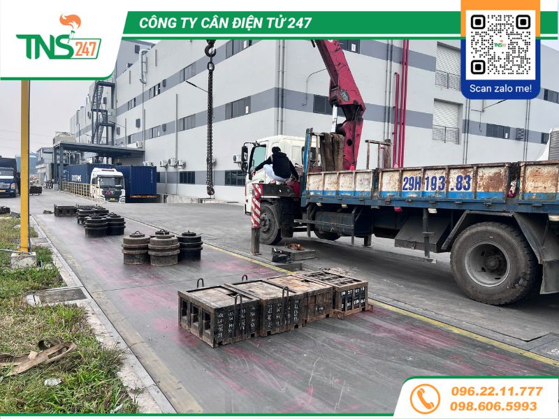 Kiểm định cân ô tô điện tử 100 tấn tại Kcn Lai Cách Hải Phòng