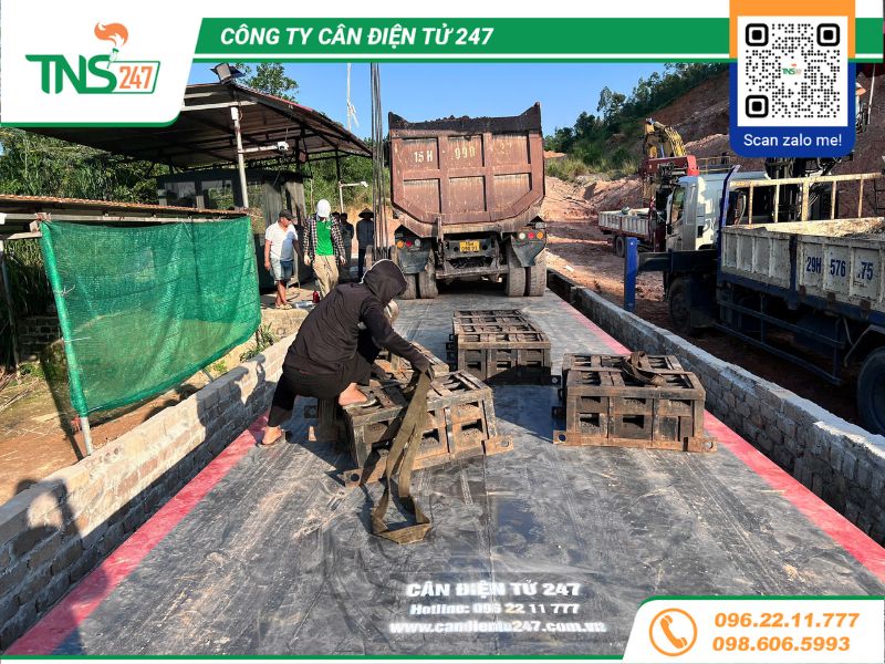 Lắp đặt nối dài bàn cân ô tô 80 tấn tại mỏ đất Hải Phòng