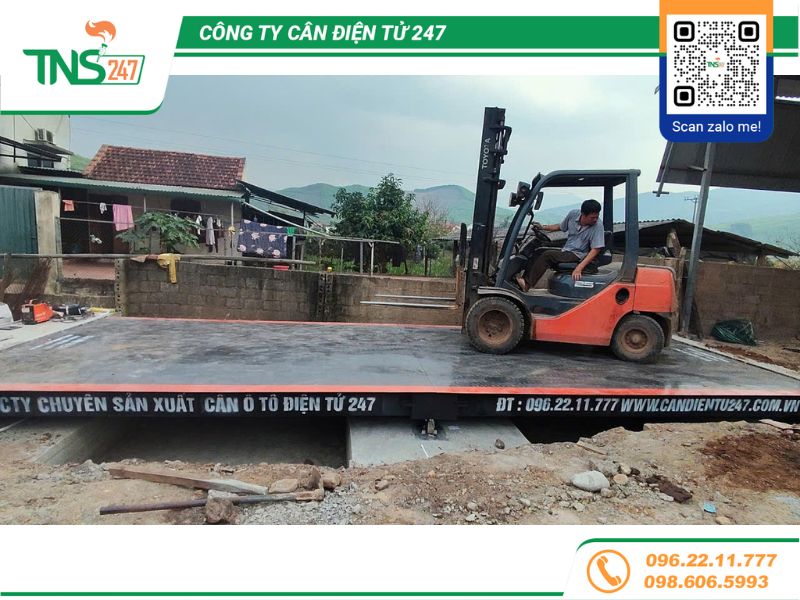 Lắp đặt cân ô tô điện tử 40 tấn tại xưởng chế biến gỗ Sơn Động bắc giang